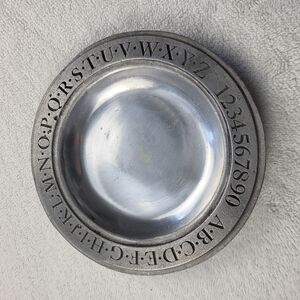 Vintage York Metalcrafters Pewter Decorative Plate Alphabet and Numbers
